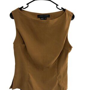 Fabrizio Gianni Brown Polyester Blend Side Slits Sleeveless Top Size L Casual